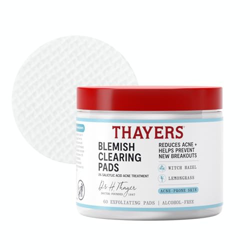 Thayers Blemish Clearing Acne Pads, Salicylic Acid Acne Treatment for Face, Pore Reducing, Exfoliating, and Soothing Skincare, Witch Hazel Toner Pads, 60 Ct | Amazon (US)