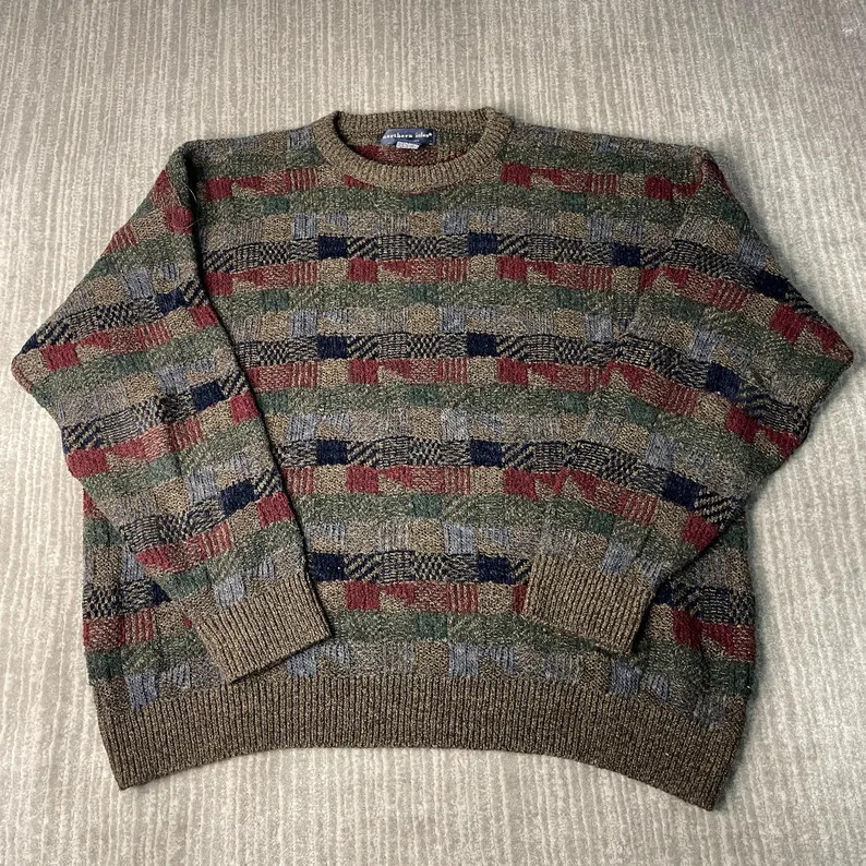 Vintage 1990s Northern Isles Knit Sweater – XL – Multicolor Pattern – Textured Grandpa Knit... | Etsy (US)