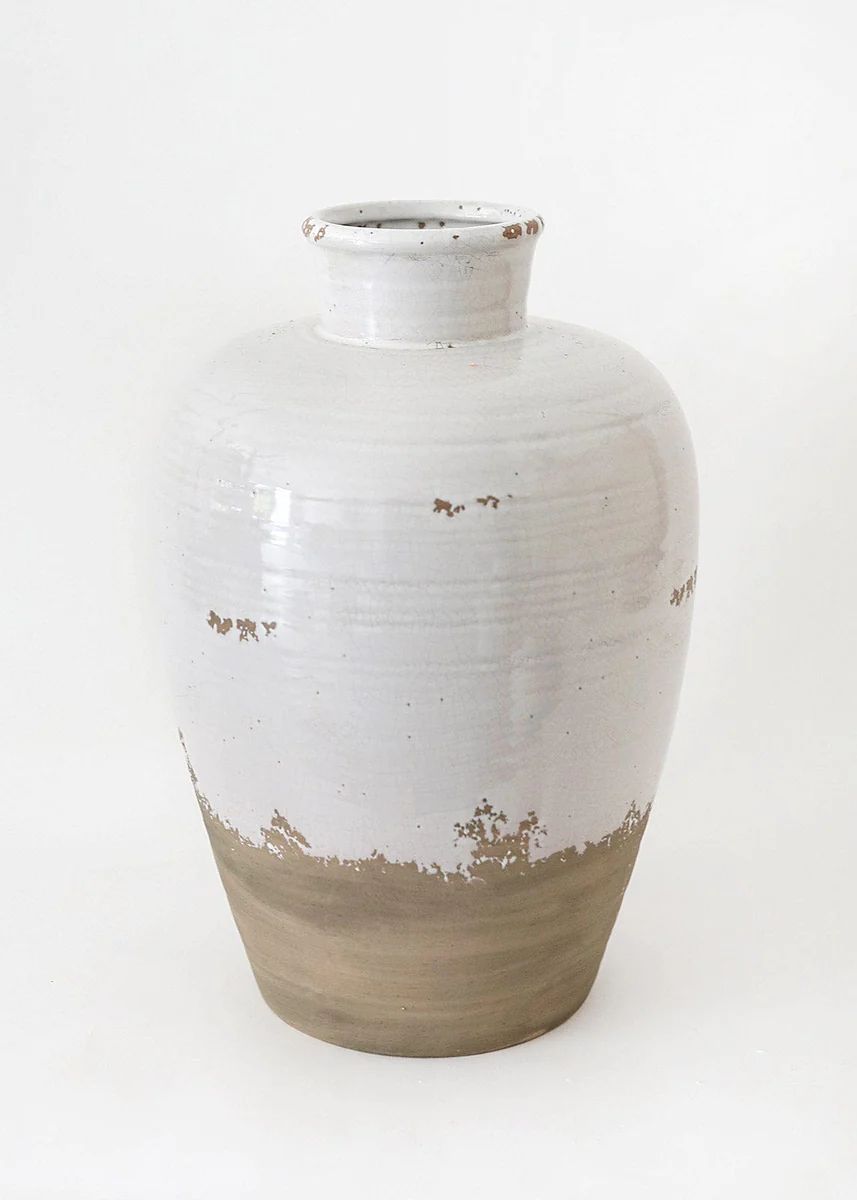 Afloral Distressed Ceramic Large Jug Vase - 14.75 | Afloral