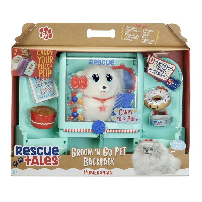Rescue Tales Groom 'N Go Pet Backpack, w/ Plush Pet Pomeranian Stuffed Toy Animal Playset, 9+ Acc... | Walmart (US)
