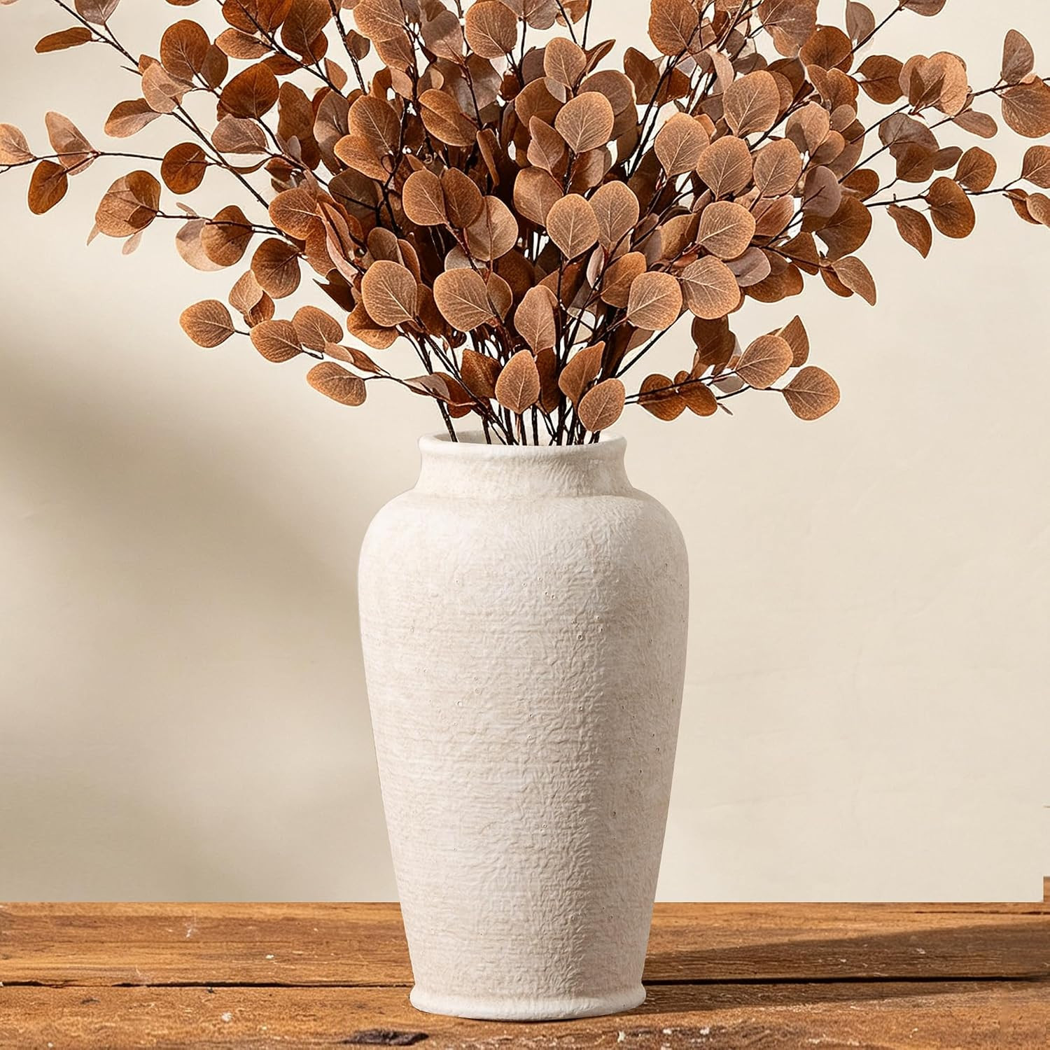 Ceramic Flower Vase, Large Flower Vase Tall Rustic Farmhouse Decorative Vase Floral Pottery Vases for Home Decor Table Living Room Entryway Mantel Bedroom Bathroom Kitchen - 11" W | Amazon (US)