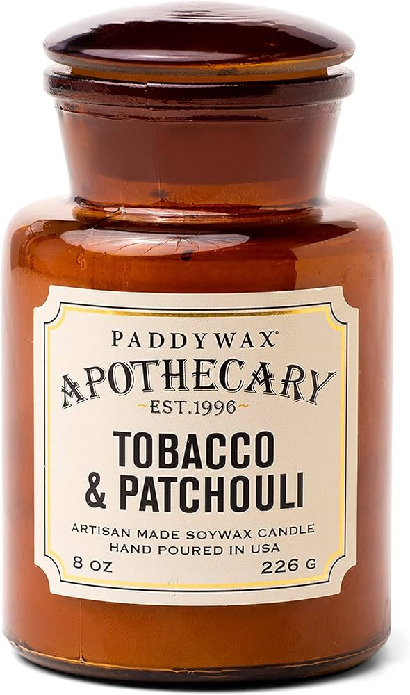 Paddywax Apothecary Artisan Hand-Poured Scented Candle, 8-Ounce, Tobacco & Patchouli | Amazon (US)