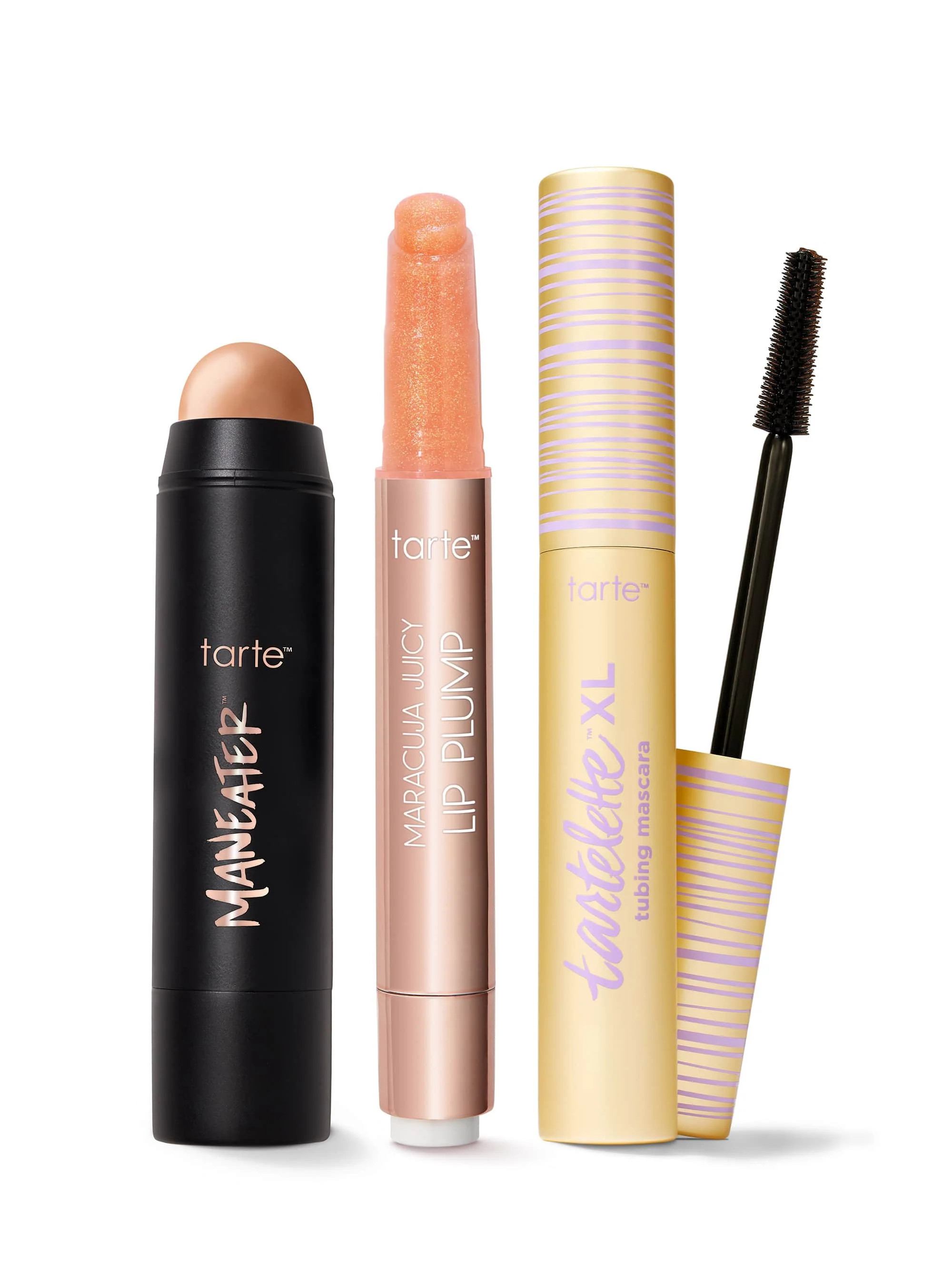 maracuja juicy lip shimmer, XL tubing mascara & bronzer stick trio | tarte cosmetics (Global)