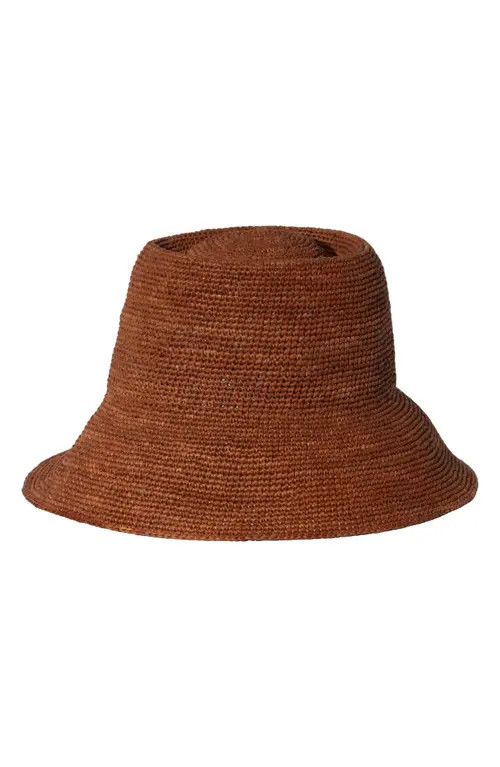 Janessa Leoné Felix Crochet Raffia Bucket Hat in Chestnut at Nordstrom, Size X-Large | Nordstrom