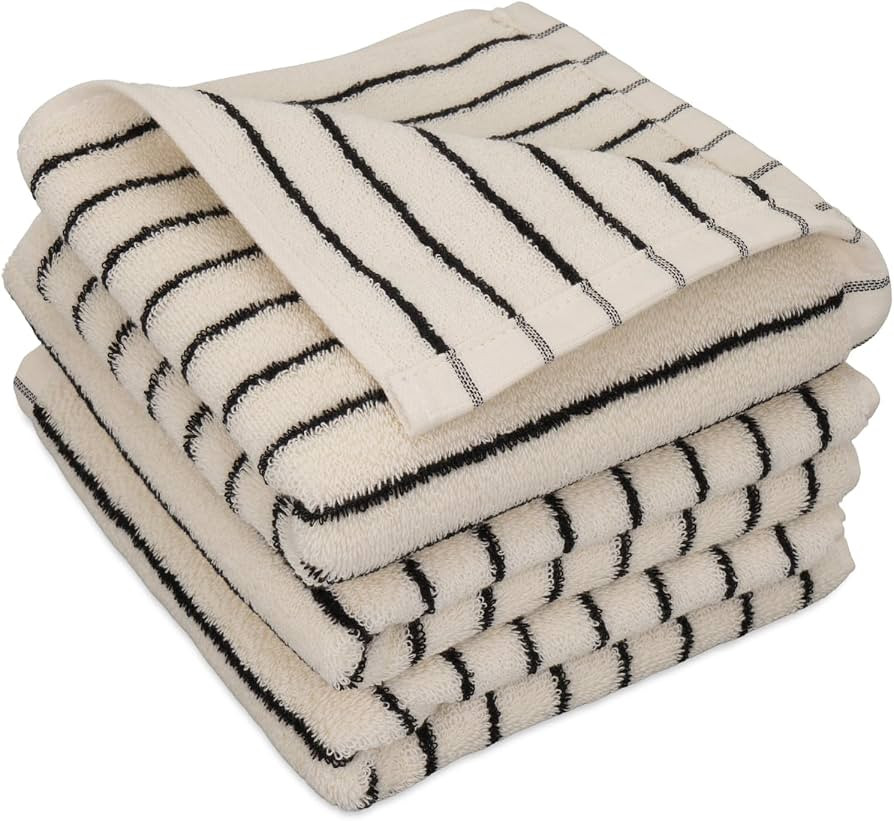 3 Pack Black and White Striped Hand Towels 100% Cotton Absorbent Soft Decorative Towel for Bathro... | Amazon (US)