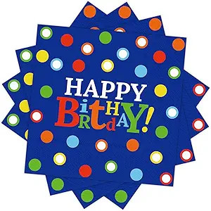DYLIVeS Blue and Rainbow Dots Happy Birthday Party Napkins, Colorful Dots Birthday Paper Dinner N... | Amazon (US)