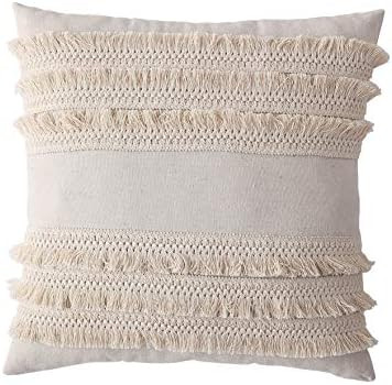 Morgan Home Decorative Fringe Throw Pillow Cushions Cover for Sofa Couch or Bed - 18 x 18 inches, 1  | Amazon (US)