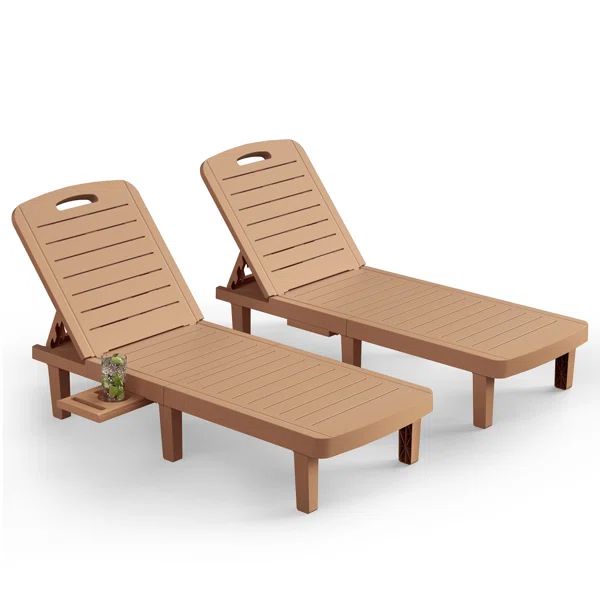 Corsin Outdoor Resin Chaise Lounge with Table | Wayfair North America