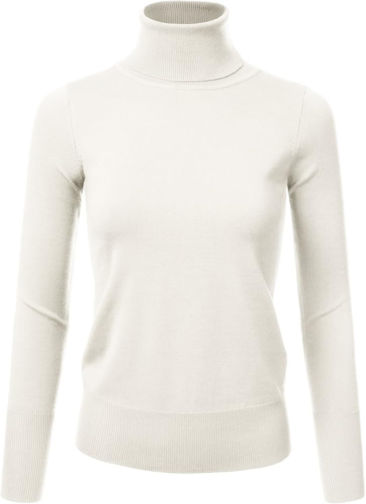 JJ Perfection Women's Stretch Knit Turtle Neck Long Sleeve Pullover Sweater | Amazon (US)
