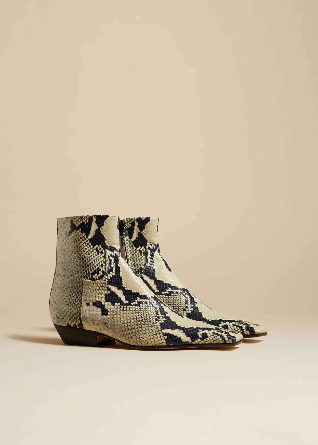 The Marfa Ankle Boot in Natural Python-Embossed Leather | Khaite