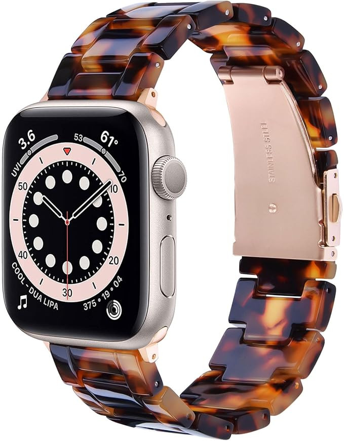 V.R.HOPE Resin Watch Band Compatible with Apple Watch Band for Women 38mm 40mm 41mm 42mm Tortoise... | Amazon (US)