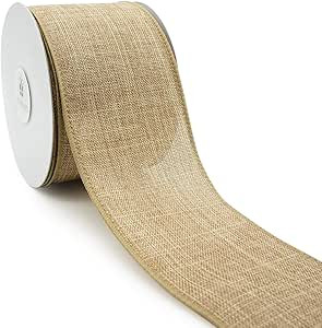CT CRAFT LLC Plain Faux Jute Burlap Wired Ribbon, (2.5 inch x 10 Yards) - Natural, Christmas, Hom... | Amazon (US)