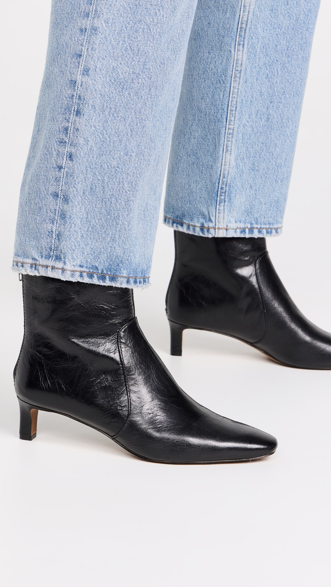 The Dimes Kitten-Heel Boot in Crinkle Leather | Shopbop