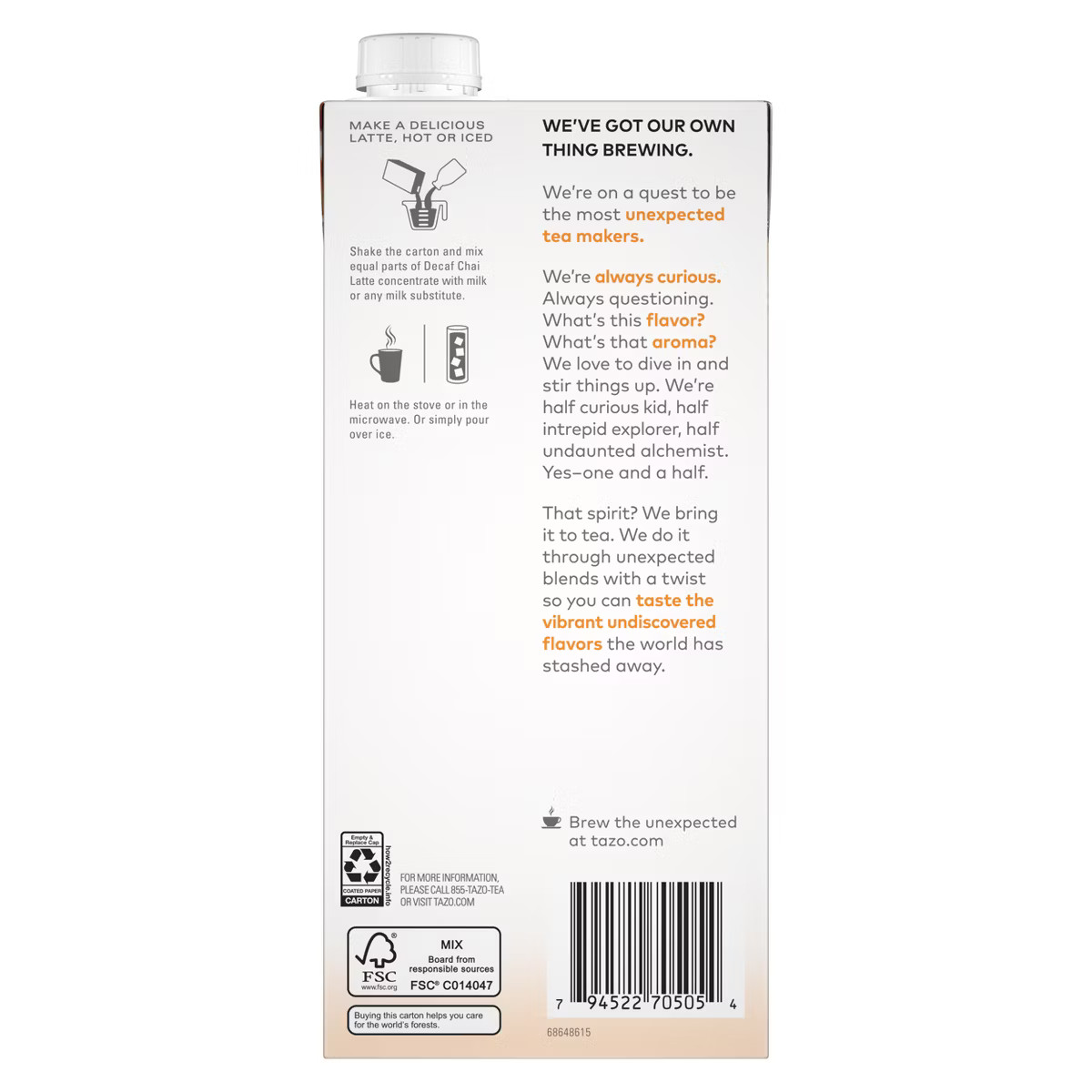 Tazo Chai Decaf Tea Latte - 32 fl oz | Target