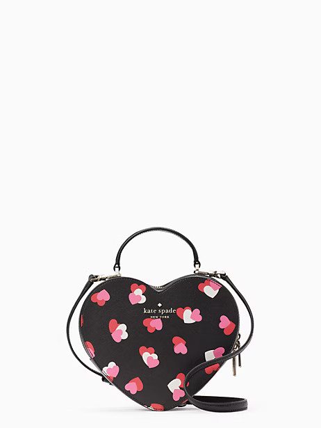 Kate Spade Love Shack Flutter Hearts Printed Heart Purse, Black Multi | Kate Spade Outlet