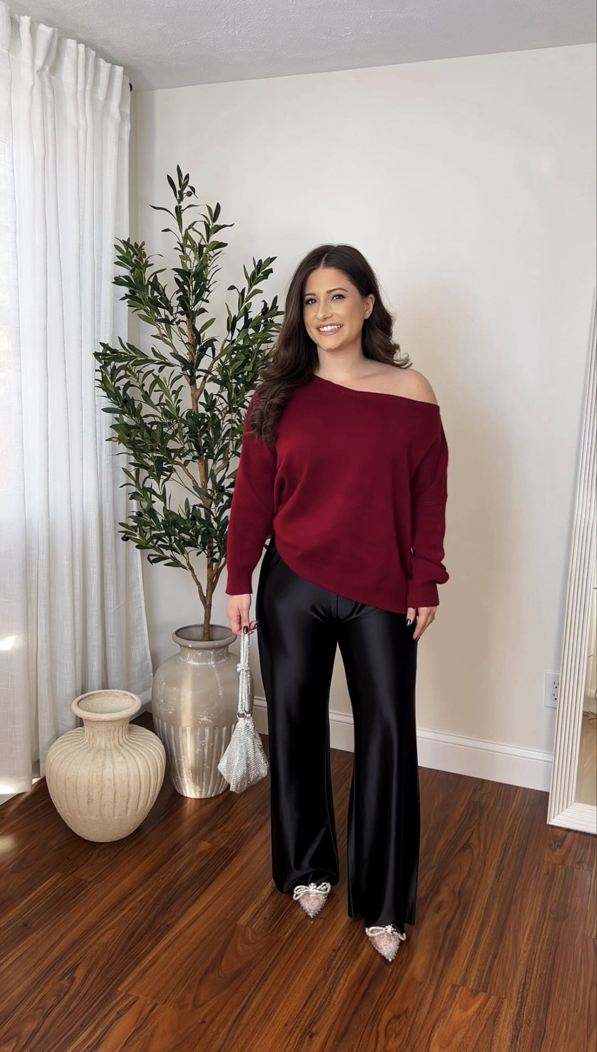 Easy casual holiday party outfit 🎁 i’m 5’1 wearing size small sweater / size extra small satin pants

#LTKHoliday #LTKootd #LTKgrwm