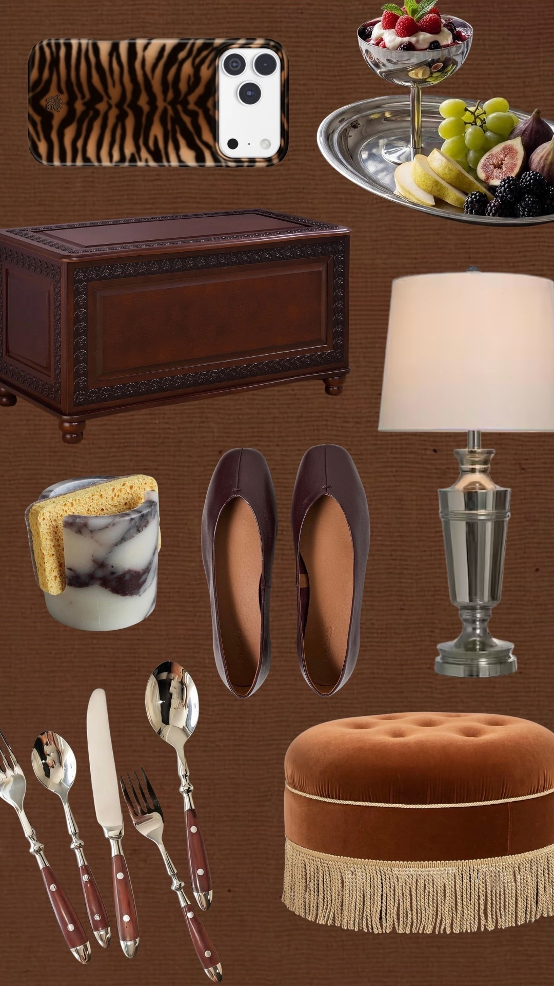 My most recent finds and purchases! Love the marble soap holder. The leather ballet flats are so comfortable. You won’t believe the price of that lamp or ottoman.