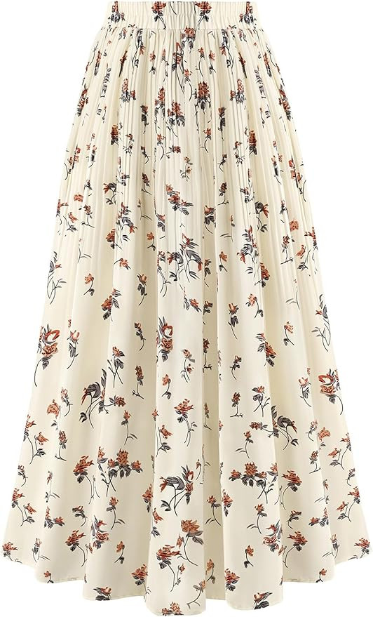 Basoteeuo Womens Skirt Leopard Print Midi Long Shirring Pleated Skirts High Waisted A Line Skirts | Amazon (US)