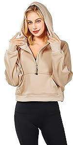 XWEAIJ Women's Sweatshirt Fleece Lining Full Zip Stand Up Neck Pullover Sweatshirt Long Sleeve Sh... | Amazon (US)