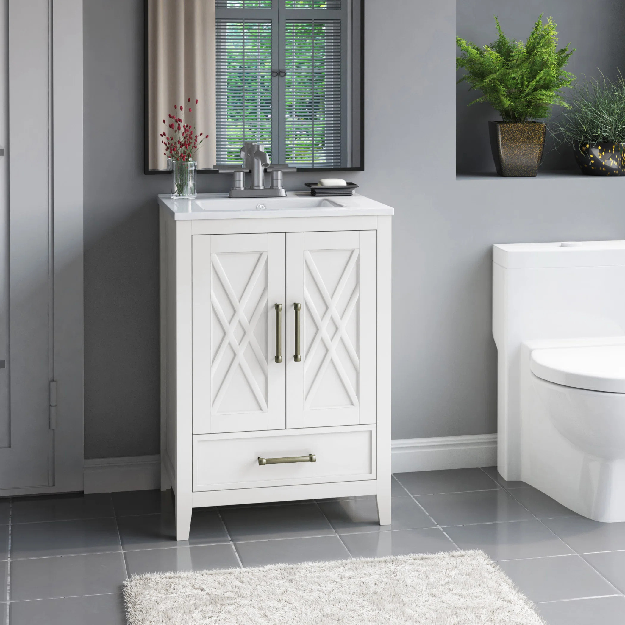 Brecken 23.88'' Single Bathroom Vanity with Vitreous China Top | Wayfair North America