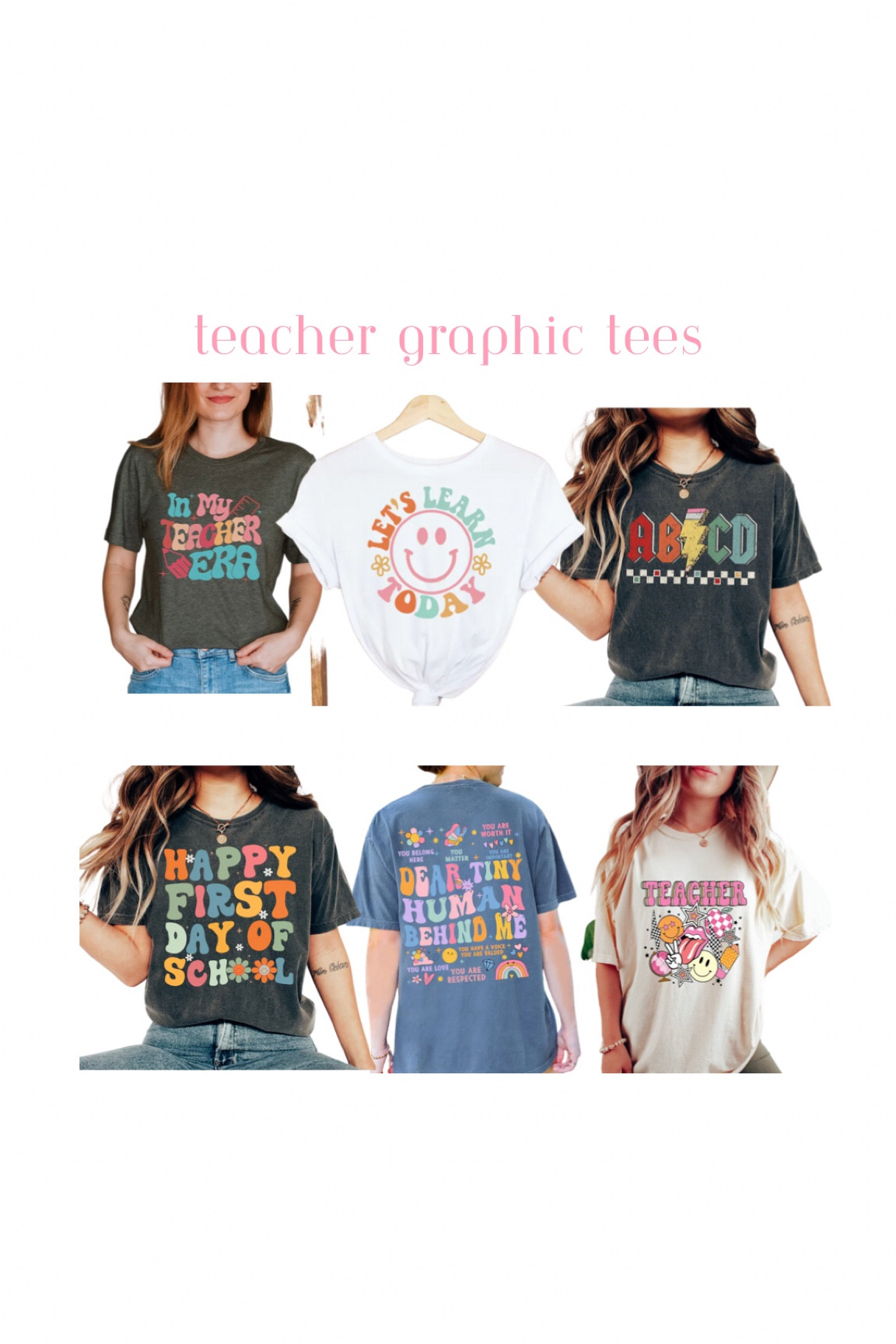 Fun & cute teacher graphic tees | ootd inspo for back to school work wear

#LTKBacktoSchool #LTKsalealert #LTKworkwear