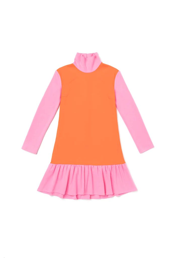 Side Zip Turtleneck Dress MINI - Color Block | Shop BURU