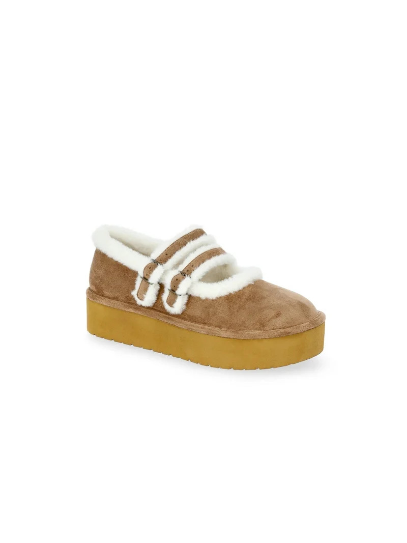 Madden NYC Women's Cozy Platform Mary Janes with Faux Fur Lining | Walmart (US)