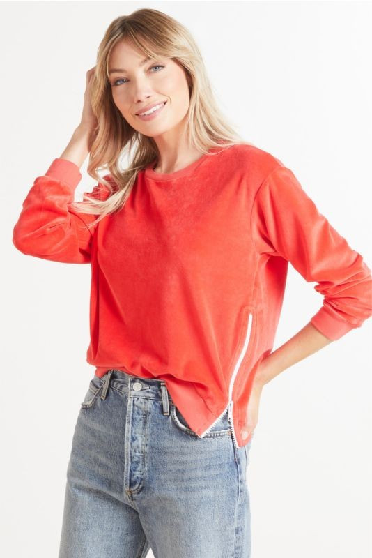 SUNDRY Velour Zip Pullover | EVEREVE | Evereve