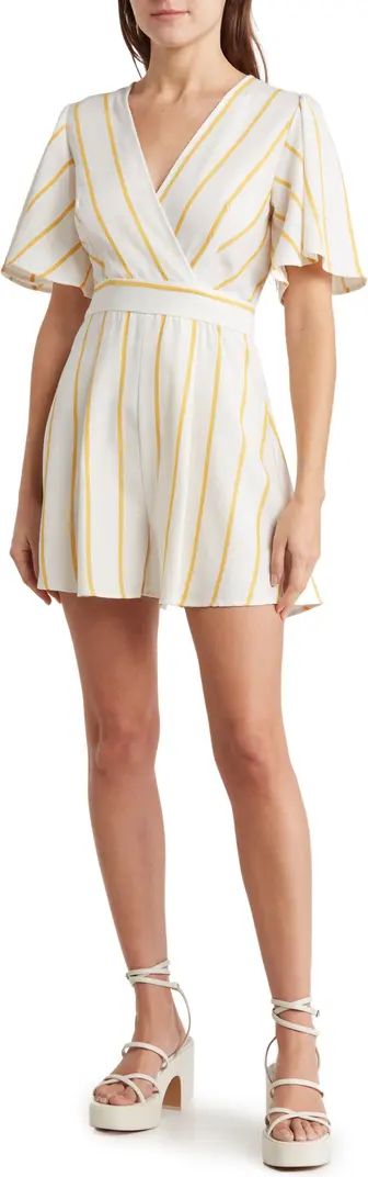 Twill Stripe Surplice Romper | Nordstrom Rack