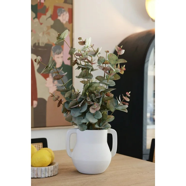 Home Decor Collection 21" Artificial Flora Bunda Eucalyptus in Sand White Ceramic Vase | Walmart (US)