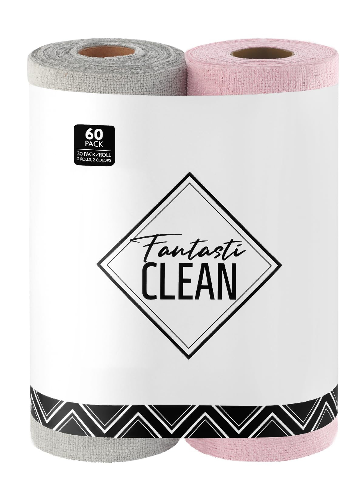 Fantasticlean Microfiber Cleaning Cloth Roll -60 Pack, Tear Away Microfiber Towels, 12" x 12", Re... | Amazon (US)