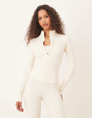 Tala DayFlex zip through running jacket in buttermilk | ASOS | ASOS (Global)