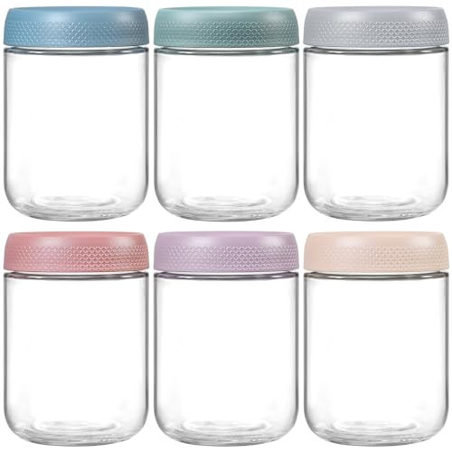 NETANY 6-pack 16 oz Overnight Oats Containers with Lids, Glass jars with Airtight Lids, Wide mouth Mason Salad jars, Glass Food Storage Containers for Snacks Yogurt Spice Sugar | Amazon (US)