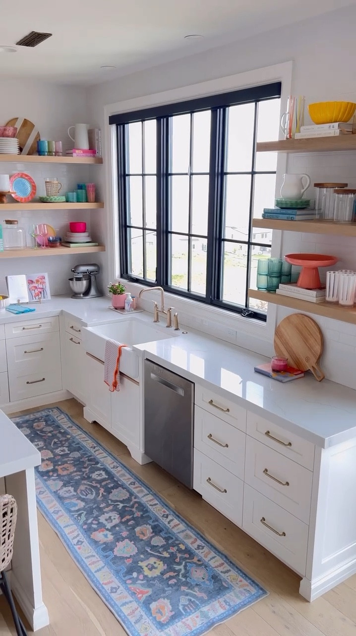 Colorful kitchen refresh 🩷 updated my kitchen shelf decor and swapped my rug for a colorful runner and this bright colorful kitchen makes me so happy!

Amazon rug, Amazon finds, colorful kitchen, Andrew home,  white kitchen, Amazon home, shelf decor, kitchen shelves, bright kitchen, kitchen makeover, kitchen update, Walmart, Walmart find, floral shirt, Christine Andrew 

#LTKVideo #LTKHome #LTKFindsUnder50