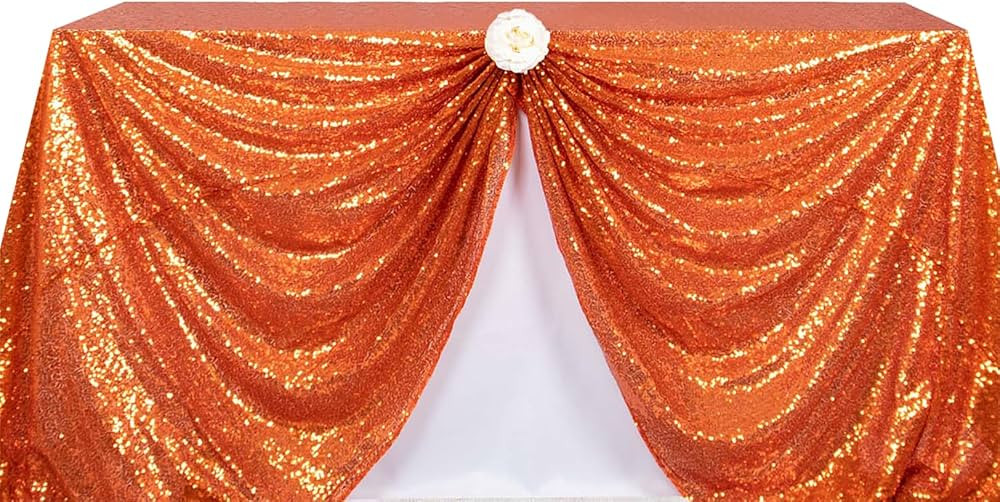ShinyBeauty 60x102-Inch-Orange-Sequin Rectangular Tablecloth for Party Cake Dessert Table (Orange... | Amazon (US)