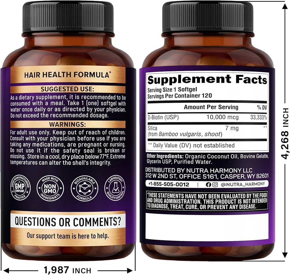 Amazon.com: Biotin 10000mcg with Silicon - Pharmaceutical Grade Biotin Supplement for Women - Hai... | Amazon (US)