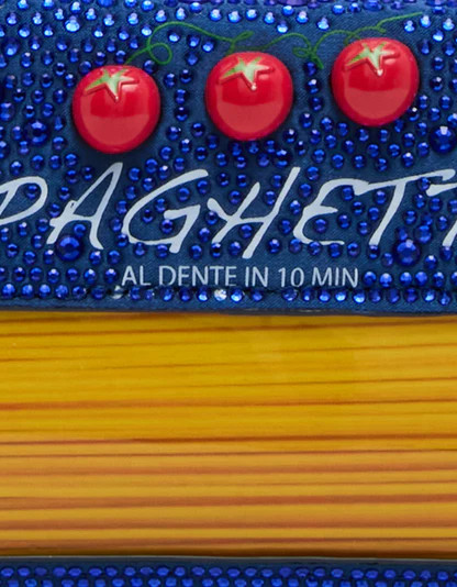 FEELIN SAUCY BLUE Rhinestone Pasta-Themed Women's Crossbody Handbag | Betsey Johnson