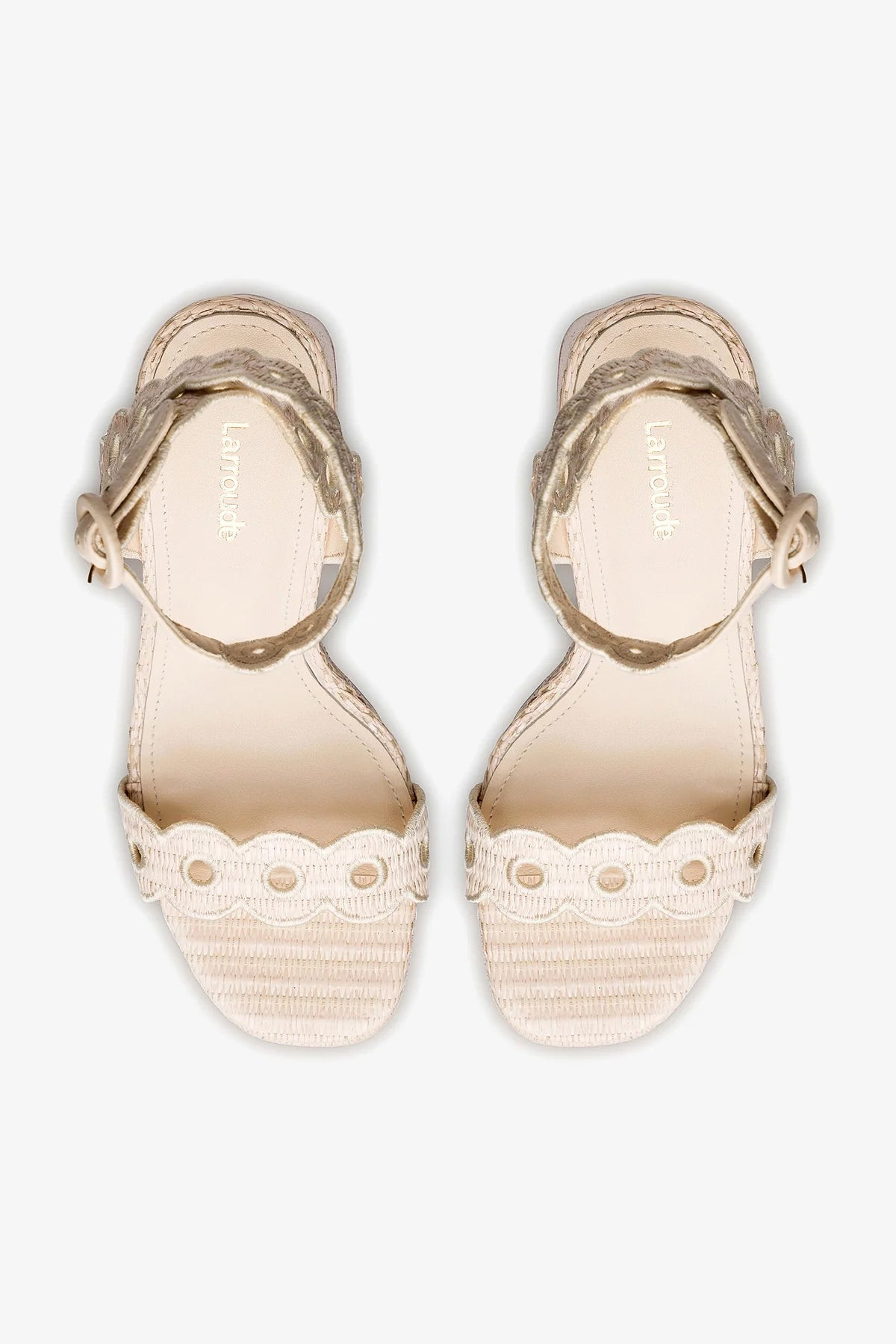 Dolly Broderie Sandal In Natural Raffia | Larroude