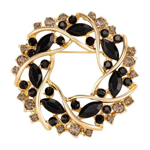 HAISWET Rhinestone Wreath Spiral Brooch Pin Crystal Brooch for Women Black | Amazon (US)