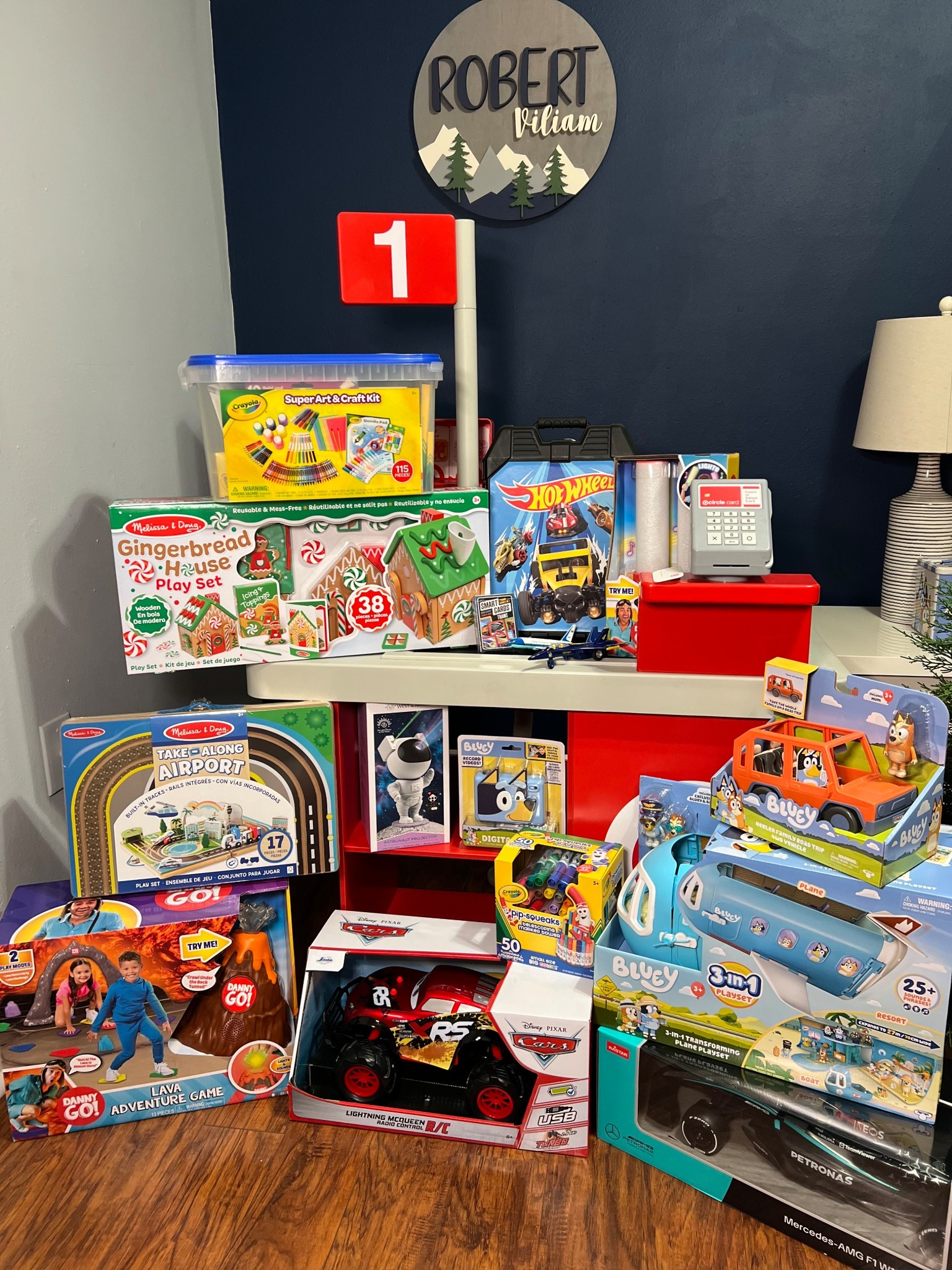 Gift guide for a 4.5 years old boy. Gift ideas for a little boy. RASTAR Formula One Official Replica Remote Control Car | Cars Lightning McQueen Offroad RC 1:14 Scale Remote Control Car 2.4 Ghz: Disney Licensed | Bluey 3-in-1 Airplane Playset: Sound Effects & Multiple Activities, Includes Figures, Educational Creative Thinking | Bluey Digital Camera: Creative Thinking, Pretend Phones & Electronics, Bluey License | Crayola 115pc Kids' Super Art and Craft Kit: Drawing & Coloring Set, Washable Markers, Paint, Clay, Christmas Gift | Bluey Family Road Trip Play Vehicle, Includes Chilli | Melissa And Doug Wooden Gingerbread Playset House | Crayola 50ct Pip Squeaks Washable Marker Set | 

#LTKHoliday #LTKKids #LTKGiftGuide