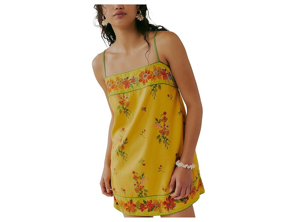 Free People Bali Take Me With You Mini Dress Women's Dress Yellow : XS (Women's 0-2), Cotton/Linen/Rayon | Zappos