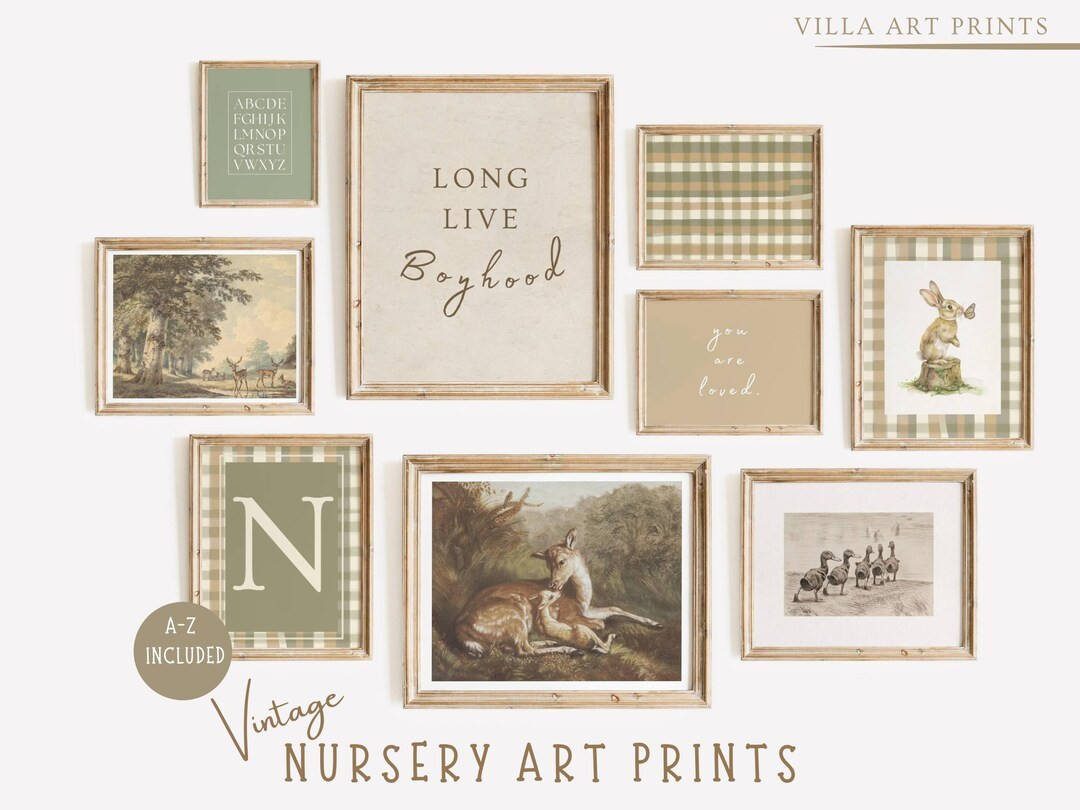 Vintage Nursery Gallery Wall Boy Room Vintage Farmhouse Boy Nursery Printable Boy Room Decor Neut... | Etsy (US)