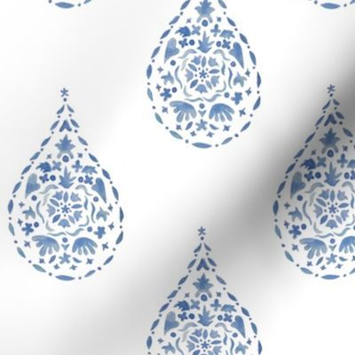 TEARDROP BLUE PAISLEY | Spoonflower