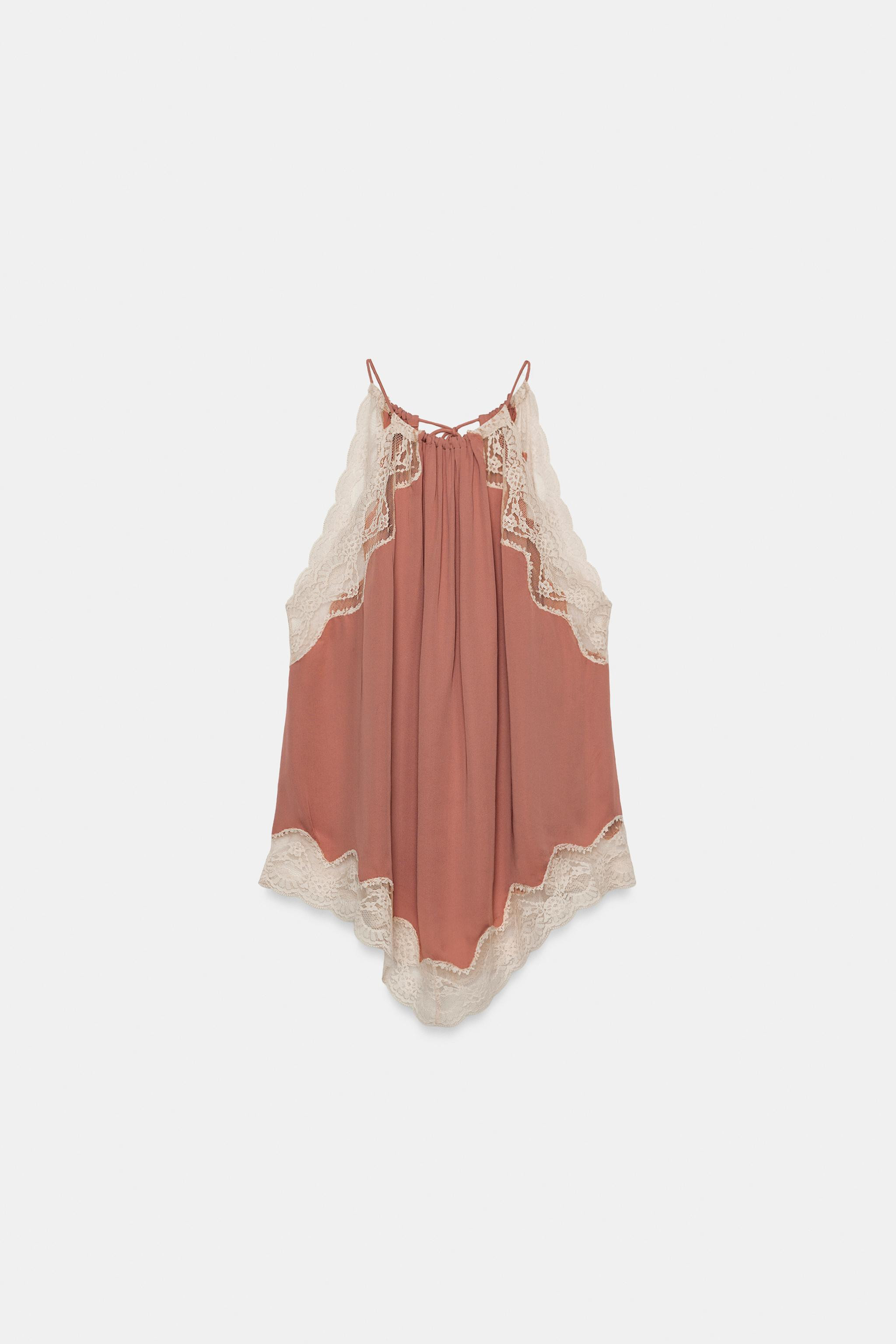 ZW COLLECTION LACE HALTER TOP | Zara US