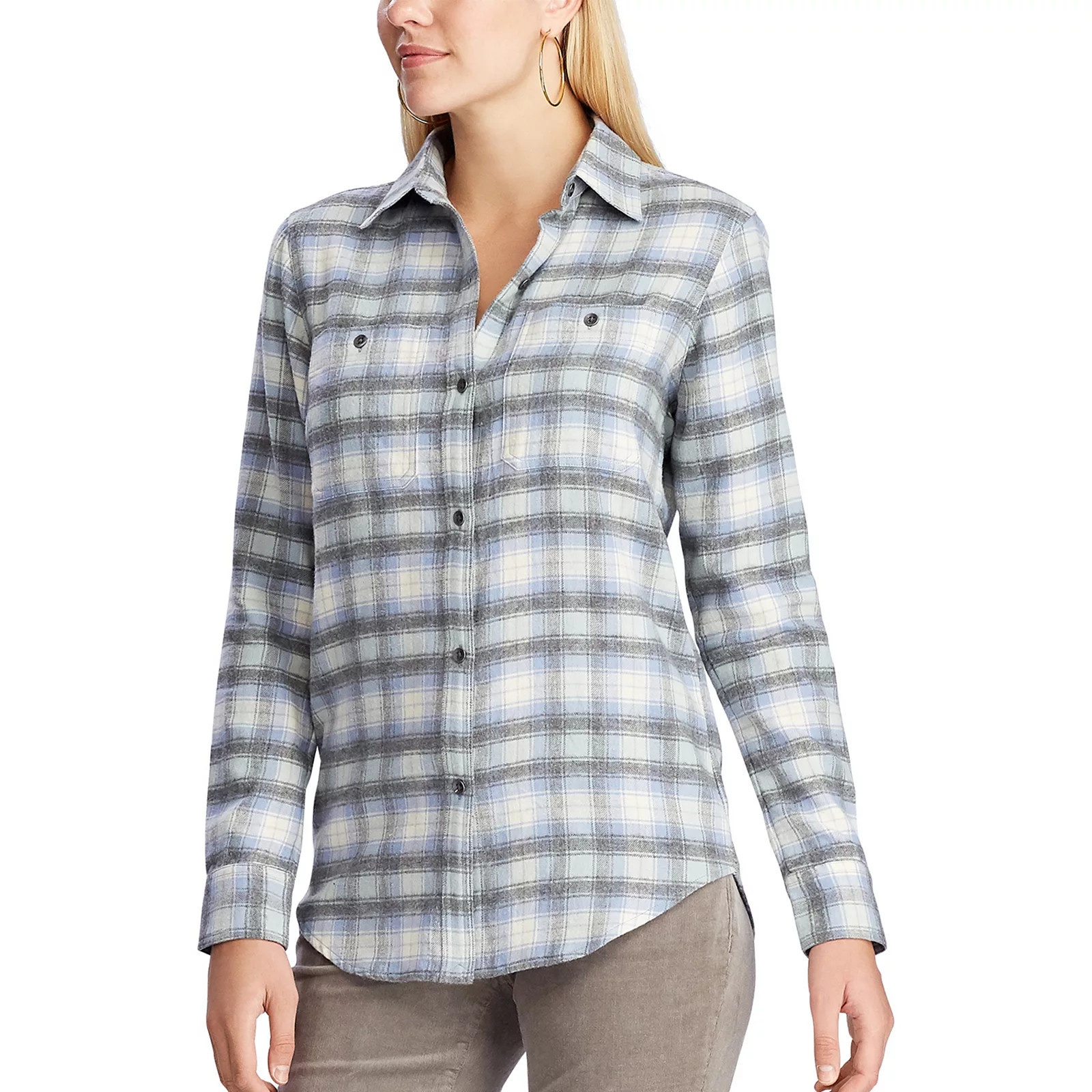 Women's Chaps Plaid Shirt, Size: XS, Blue | Kohl's