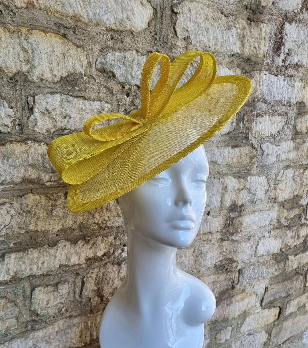 Yellow Fascinator Wedding Hat on Headband Dark Yellow Sinamay Fascinator Races Hat Tea Party Hat ... | Etsy (US)
