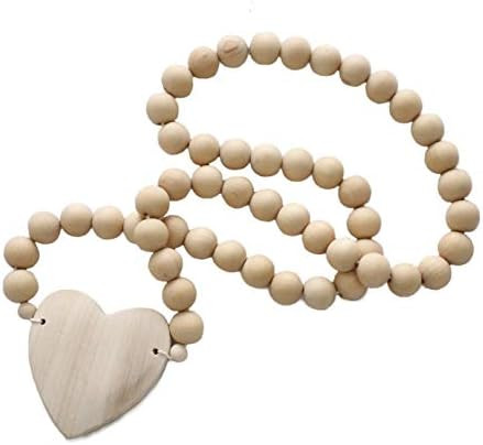 Holly & Oak - Large Wooden Bead Garland with Wood Heart, Prayer Beads for Rustic Farmhouse Home D... | Amazon (CA)