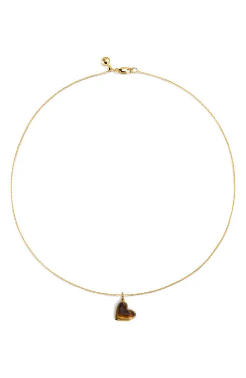 Monica Vinader Tiger's Eye Heart Pendant Necklace in 18Ct Gold Vermeil /Tigers Eye at Nordstrom | Nordstrom