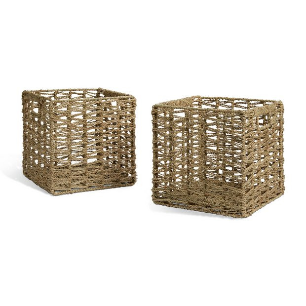 Buy Habitat Set of 2 Seagrass Square Boxes - Natural | Cube storage boxes | Argos | argos.co.uk