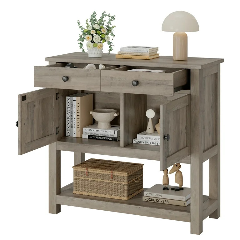 Homfa Farmhouse Console Table with 2 Storage Drawer, Foyer Table Wood Coffee Bar Cabinet for Livi... | Walmart (US)